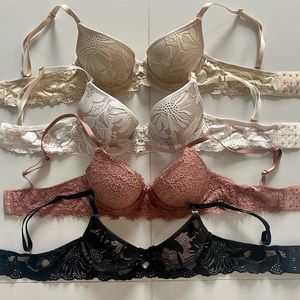 Four Aerie 32B Power Plunge Push-up Bra Bundle